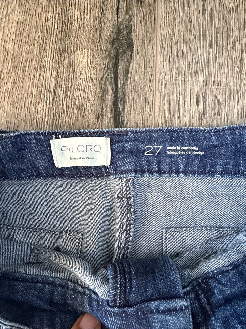 Pilcro Wide-Leg Flare Jeans in Dark Blue Denim - Picture 2 of 15